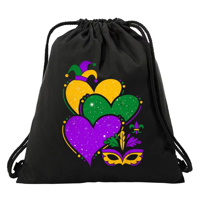 Mardi Gras Cute Hearts Vintage Drawstring Bag