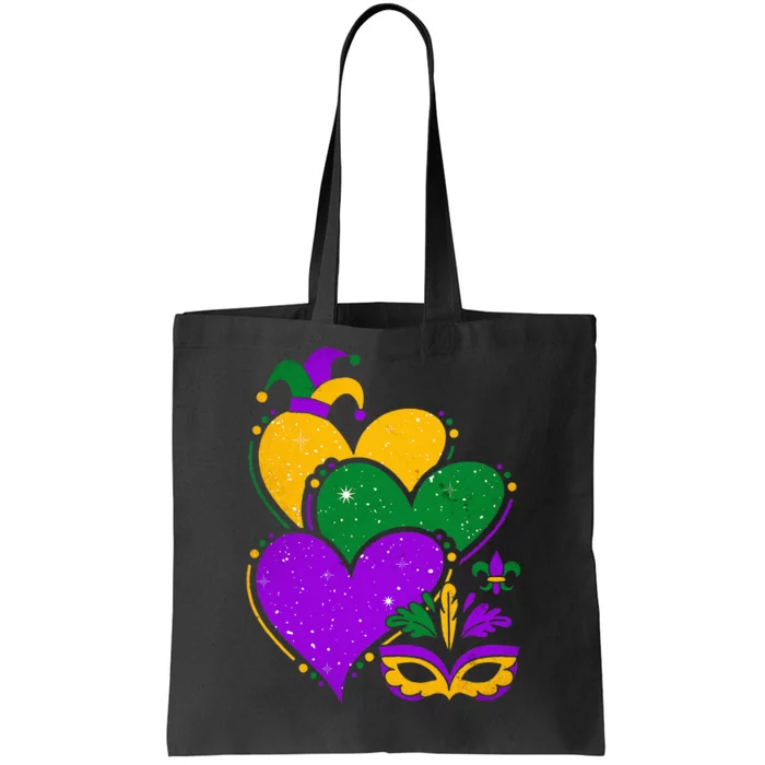 Mardi Gras Cute Hearts Vintage Tote Bag