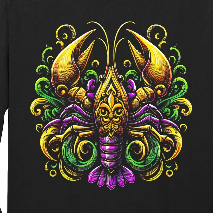 Mardi Gras Crawfish Jester Hat Bead New Orleans Tall Long Sleeve T-Shirt