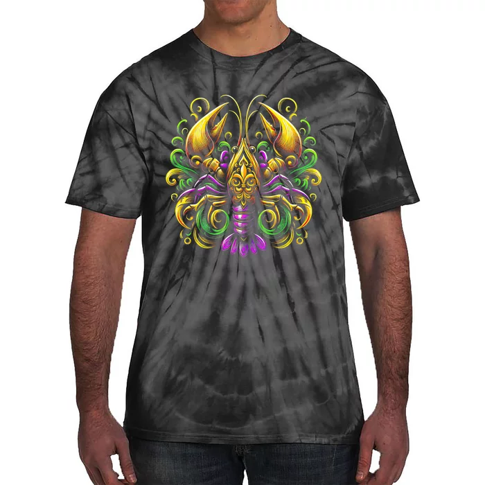 Mardi Gras Crawfish Jester Hat Bead New Orleans Tie-Dye T-Shirt