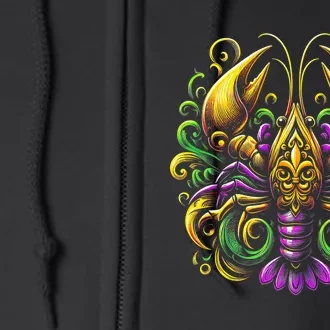 Mardi Gras Crawfish Jester Hat Bead New Orleans Full Zip Hoodie