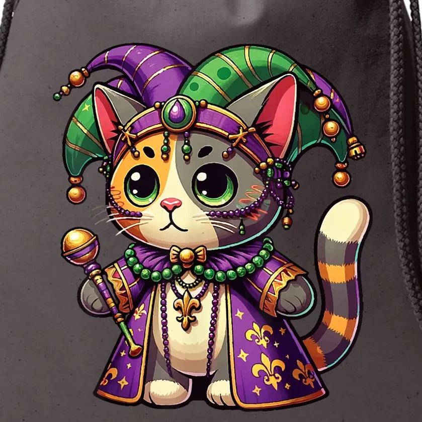 Mardi Gras Cat Extravaganza Drawstring Bag