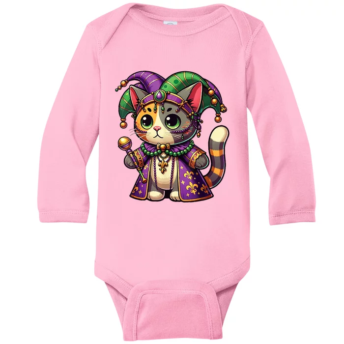 Mardi Gras Cat Extravaganza Baby Long Sleeve Bodysuit