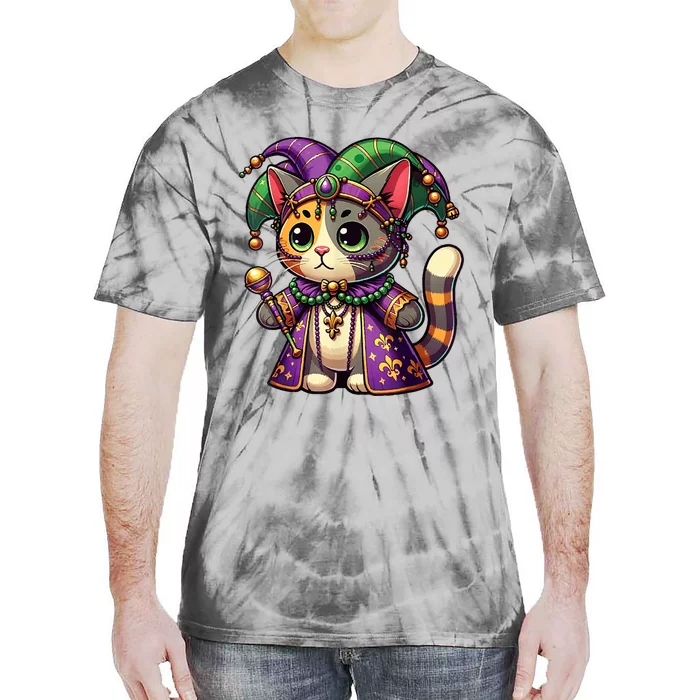 Mardi Gras Cat Extravaganza Tie-Dye T-Shirt