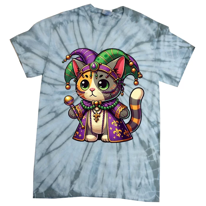 Mardi Gras Cat Extravaganza Tie-Dye T-Shirt