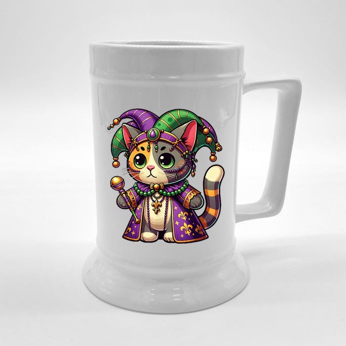 Mardi Gras Cat Extravaganza Front & Back Beer Stein