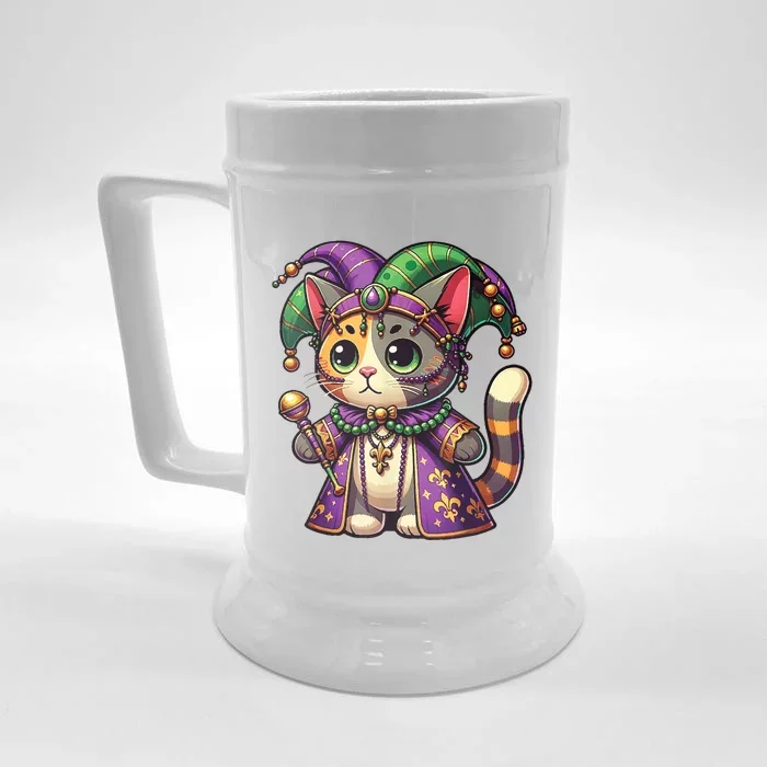 Mardi Gras Cat Extravaganza Front & Back Beer Stein