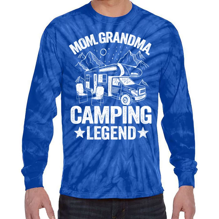 Mom Grandma Camping Legend Rv Camper Outdoor Camping Gift Tie-Dye Long Sleeve Shirt