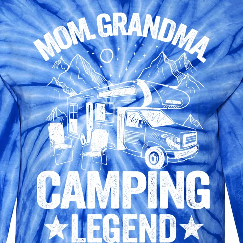 Mom Grandma Camping Legend Rv Camper Outdoor Camping Gift Tie-Dye Long Sleeve Shirt