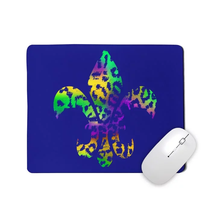 Mardi Gras Cute Gift Tie Dye Fleur De Lis Leopard Print Mousepad