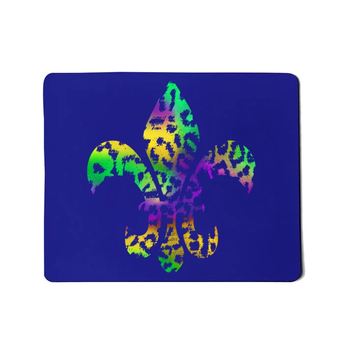 Mardi Gras Cute Gift Tie Dye Fleur De Lis Leopard Print Mousepad