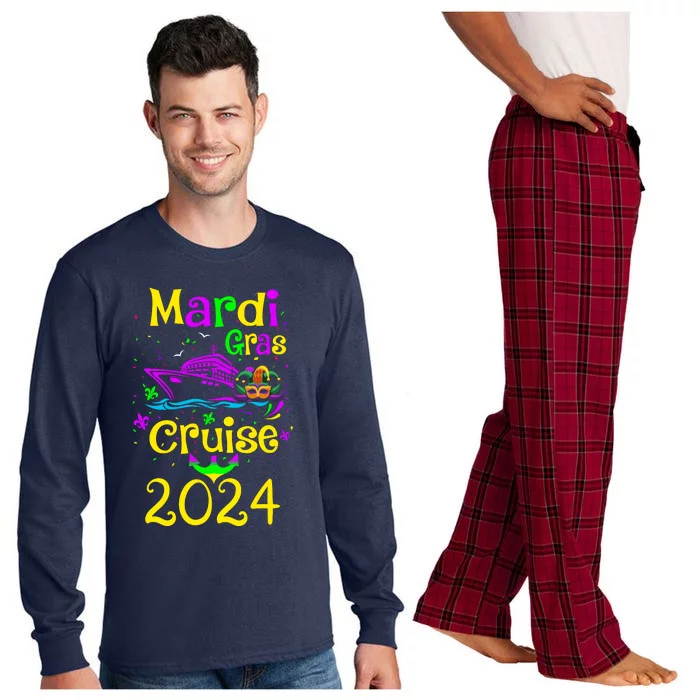 Mardi Gras Cruise 2024 Matching Group Family Vacation Long Sleeve Pajama Set