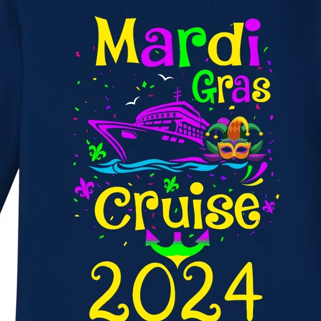 Mardi Gras Cruise 2024 Matching Group Family Vacation Baby Long Sleeve Bodysuit