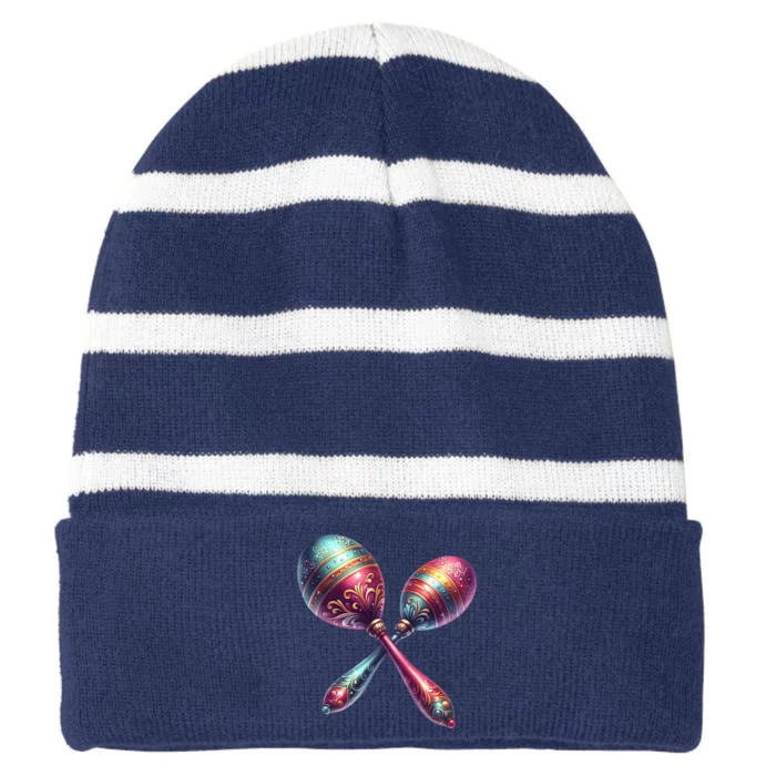 Mardi Gras Celebration Striped Beanie with Solid Band