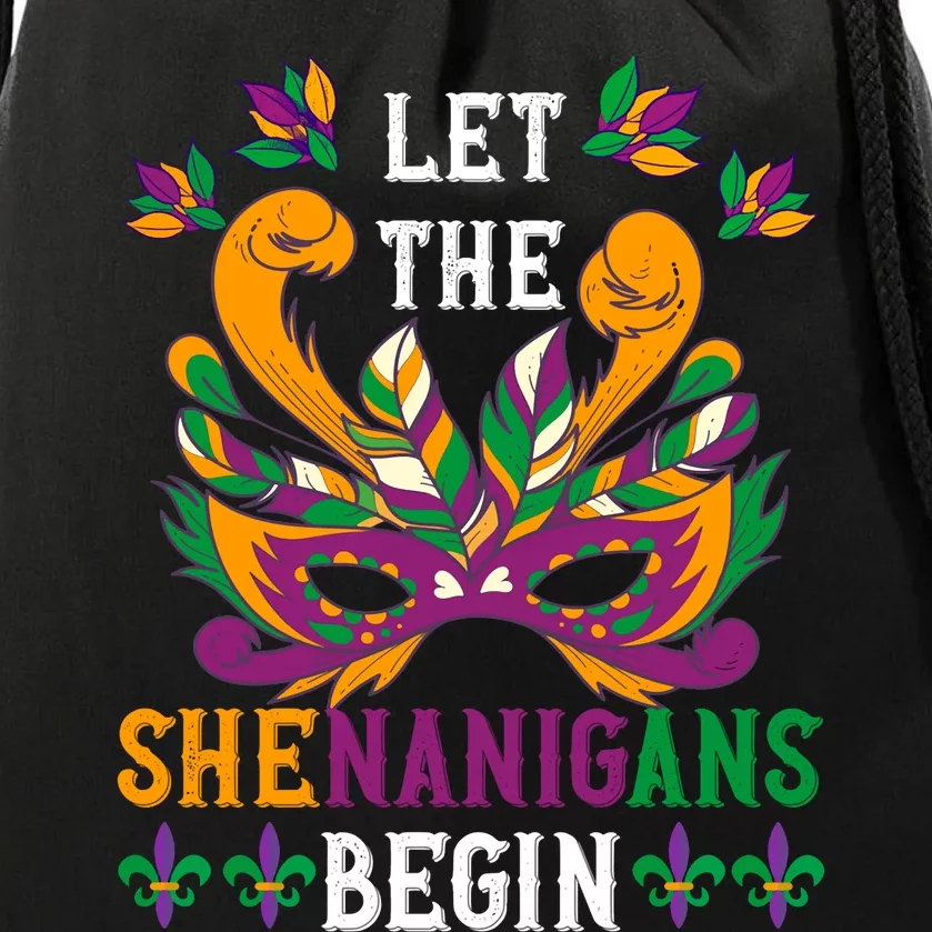 Mardi Gras Costume Let The Shenanigan Begin Mardi Gras Drawstring Bag