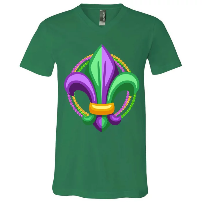 Mardi Gras Celebration Beads V-Neck T-Shirt