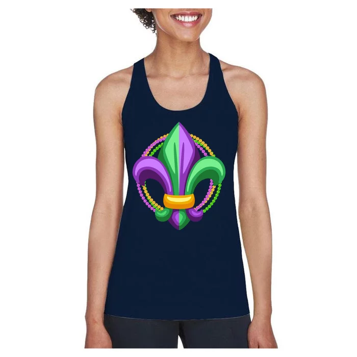 Mardi Gras Celebration Beads Women's Racerback Tank