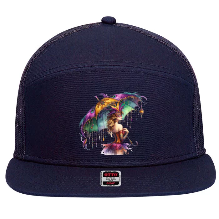 Mardi Gras Celebration 7 Panel Mesh Trucker Snapback Hat