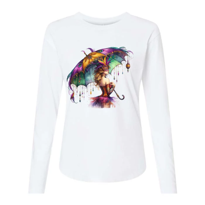 Mardi Gras Celebration Womens Cotton Relaxed Long Sleeve T-Shirt