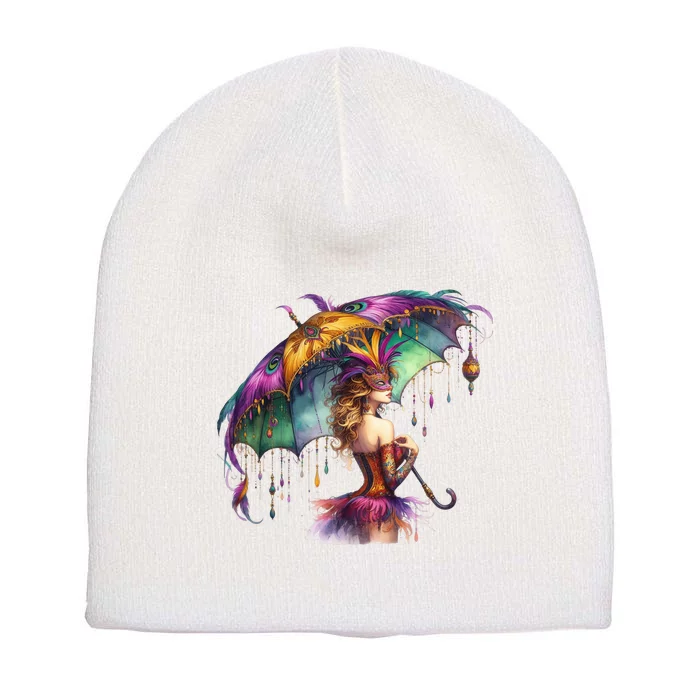 Mardi Gras Celebration Short Acrylic Beanie