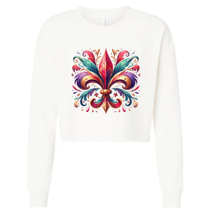 Mardi Gras Celebration Cropped Pullover Crew