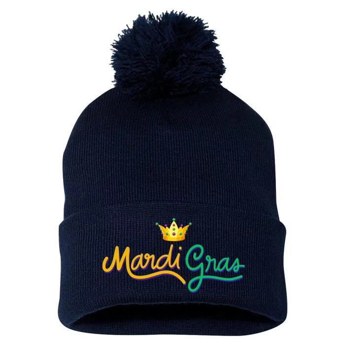 Mardi Gras Crown Celebration Pom Pom 12in Knit Beanie