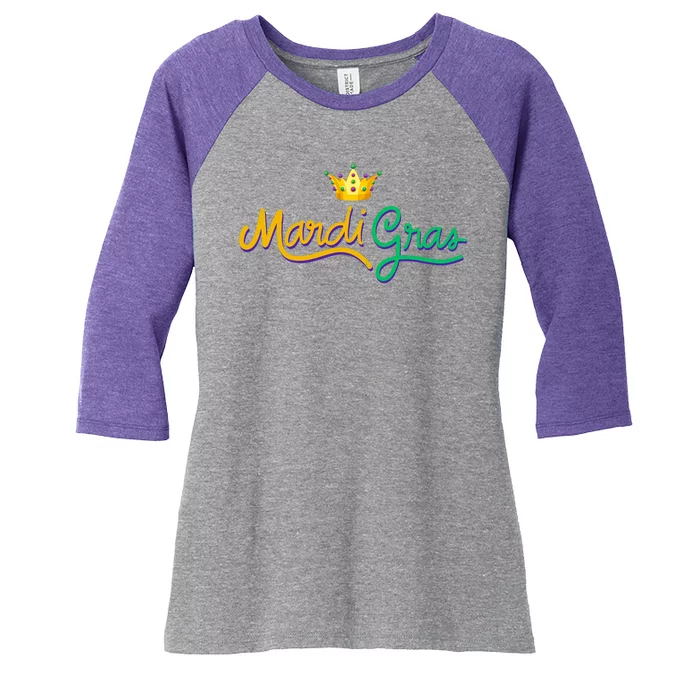 Mardi Gras Crown Celebration Women's Tri-Blend 3/4-Sleeve Raglan Shirt