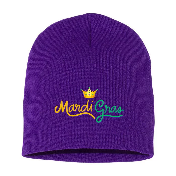 Mardi Gras Crown Celebration Short Acrylic Beanie