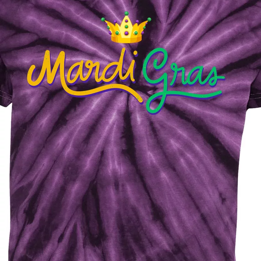 Mardi Gras Crown Celebration Kids Tie-Dye T-Shirt