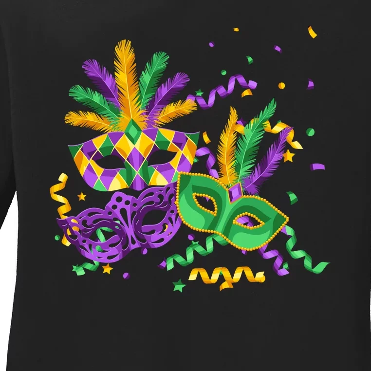 Mardi Gras Carnival New Orleans Celebration Ladies Long Sleeve Shirt