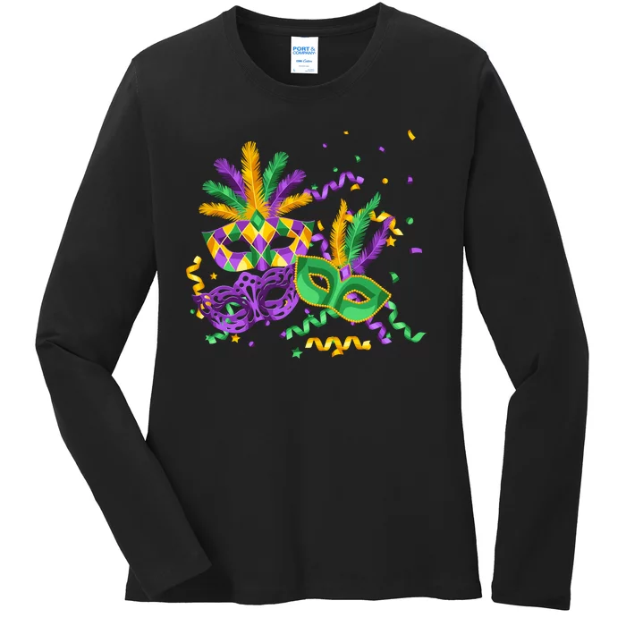 Mardi Gras Carnival New Orleans Celebration Ladies Long Sleeve Shirt