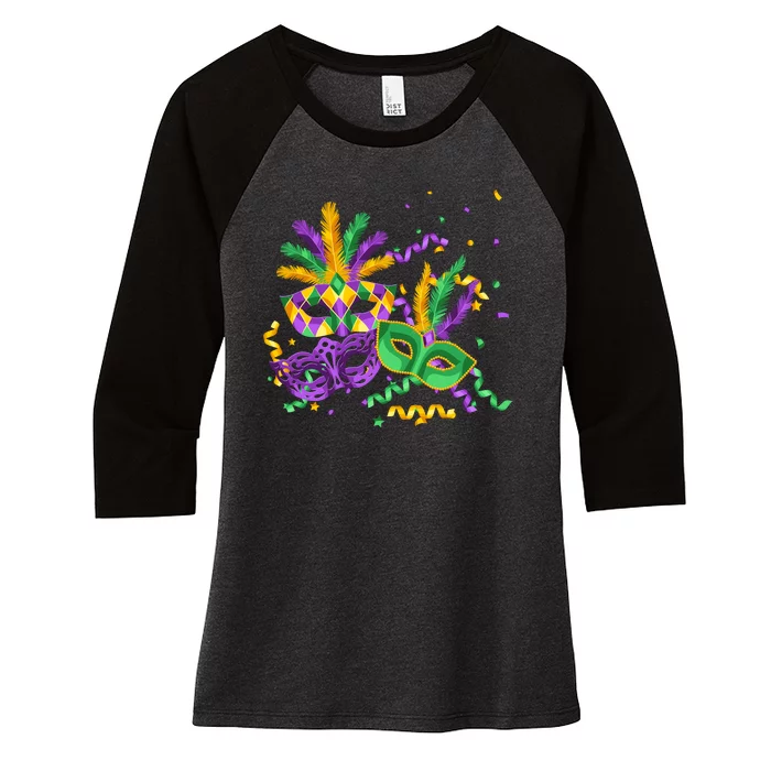 Mardi Gras Carnival New Orleans Celebration Women's Tri-Blend 3/4-Sleeve Raglan Shirt