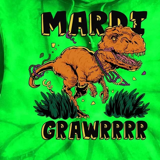 Mardi Gras Dinosaur Celebration Tie Dye Hoodie