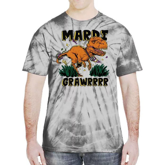 Mardi Gras Dinosaur Celebration Tie-Dye T-Shirt