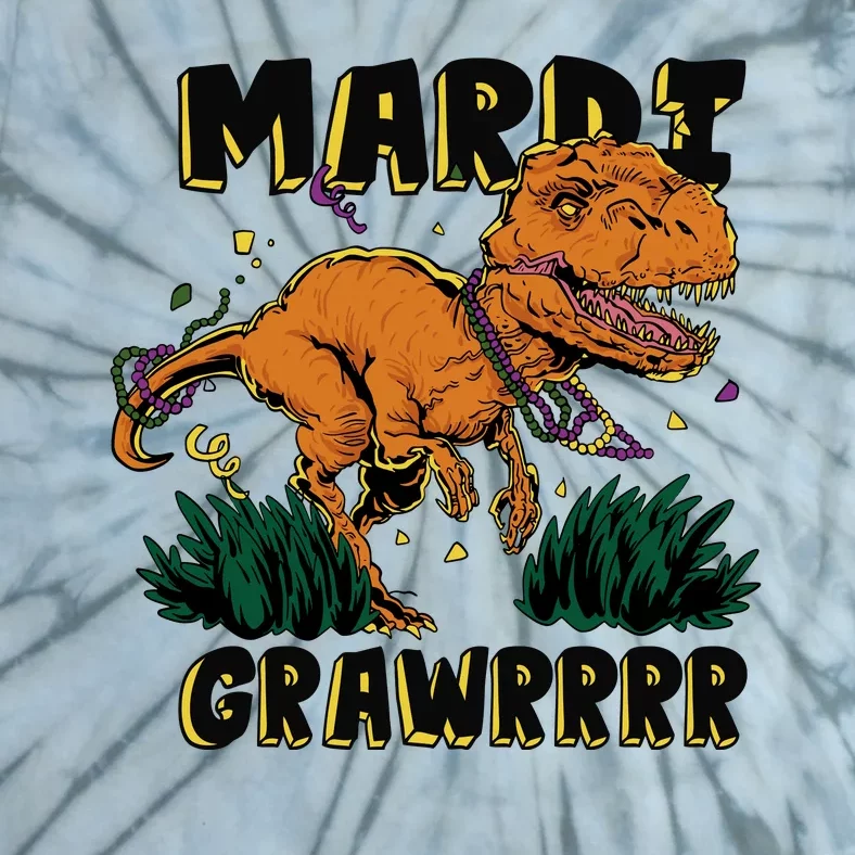 Mardi Gras Dinosaur Celebration Tie-Dye T-Shirt