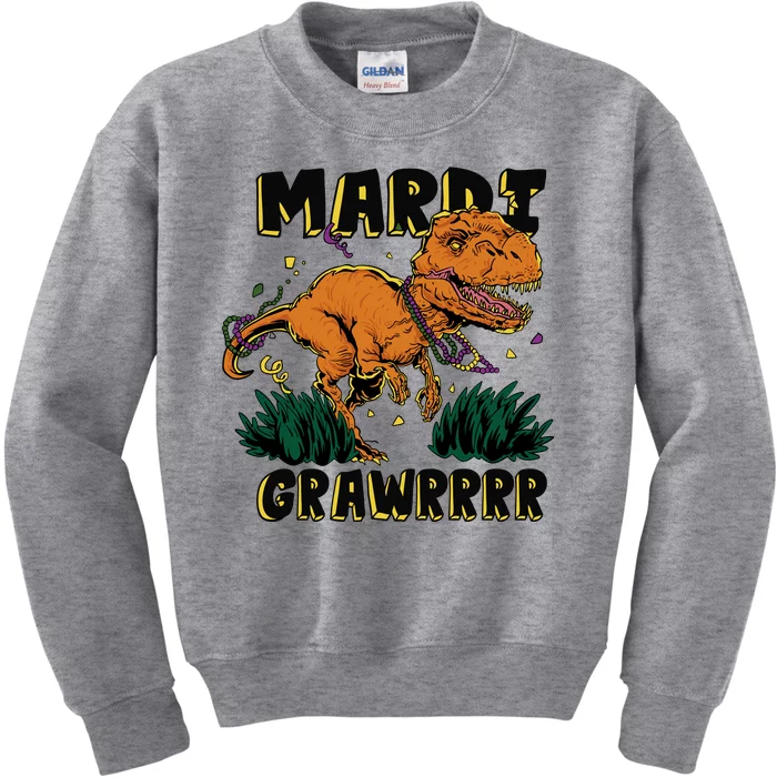 Mardi Gras Dinosaur Celebration Kids Sweatshirt