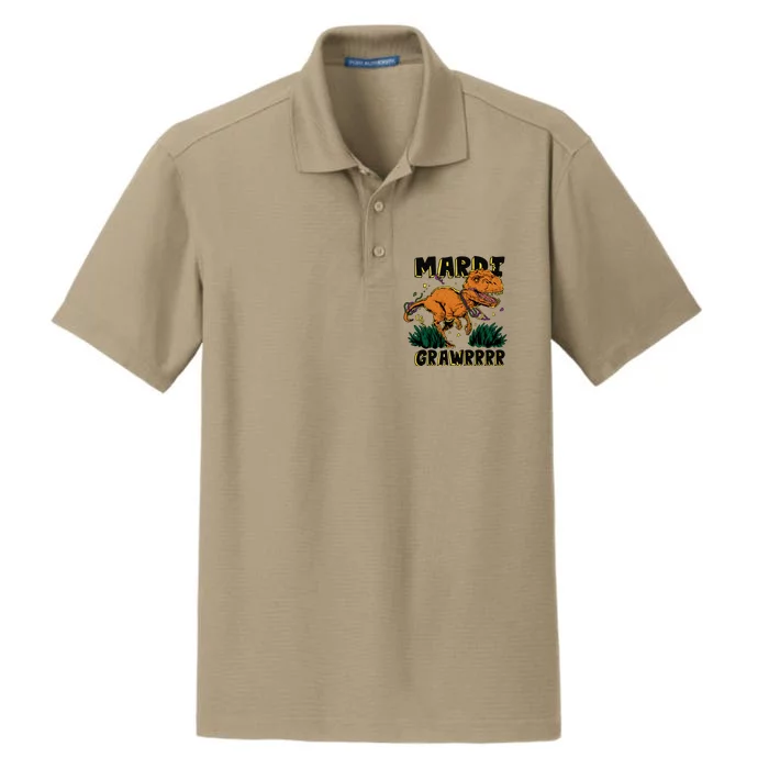 Mardi Gras Dinosaur Celebration Dry Zone Grid Performance Polo