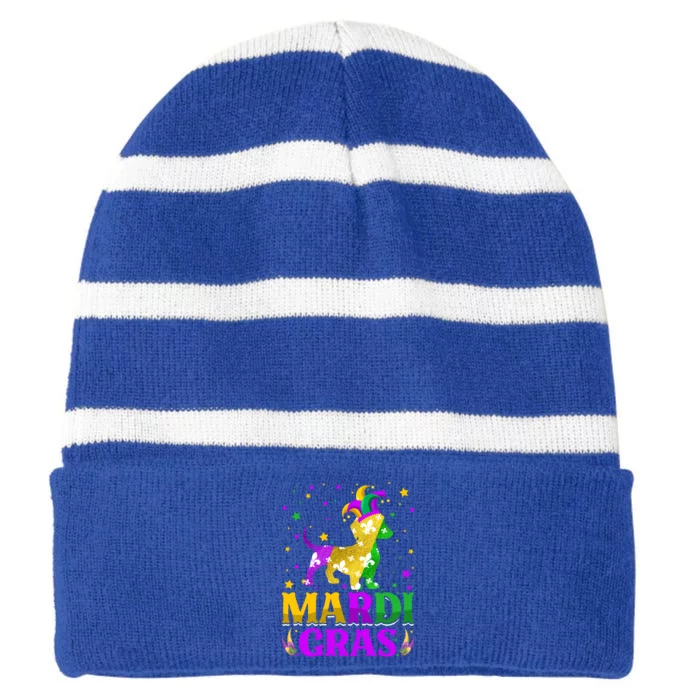 Mardi Gras Dachshund Dog Lover Carnival Jester Gift Striped Beanie with Solid Band