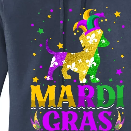 Mardi Gras Dachshund Dog Lover Carnival Jester Gift Women's Pullover Hoodie