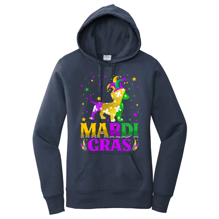 Mardi Gras Dachshund Dog Lover Carnival Jester Gift Women's Pullover Hoodie