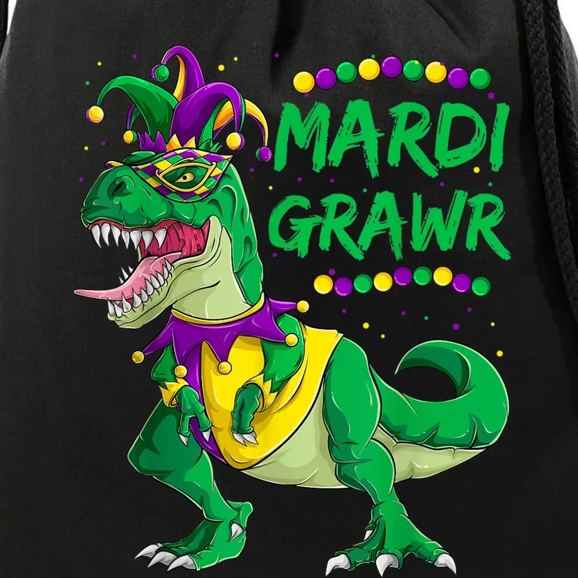 Mardi Grawr Dino Jester Outfit, Mardi Gras T Rex Kids Boys Drawstring Bag