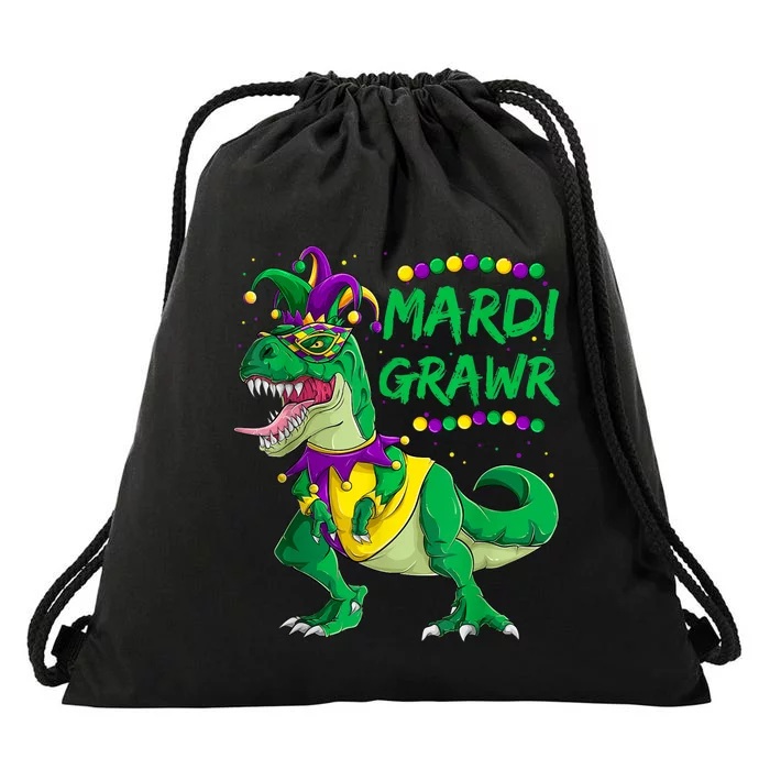 Mardi Grawr Dino Jester Outfit, Mardi Gras T Rex Kids Boys Drawstring Bag