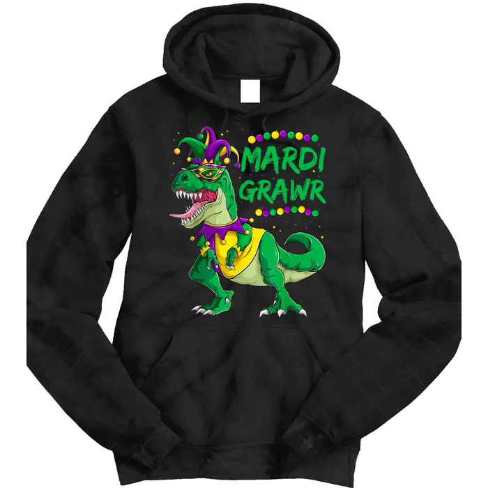 Mardi Grawr Dino Jester Outfit, Mardi Gras T Rex Kids Boys Tie Dye Hoodie