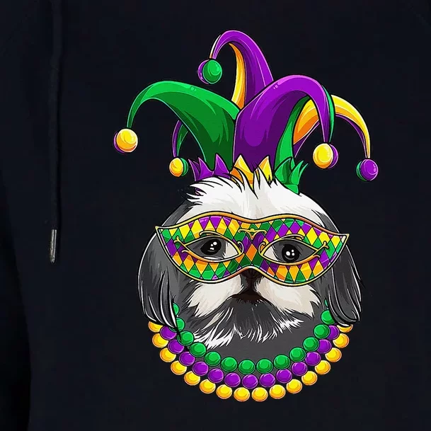 Mardi Gras Dog Apparel Shih Tzu Dog Mom Dad Lovers Womens Funnel Neck Pullover Hood