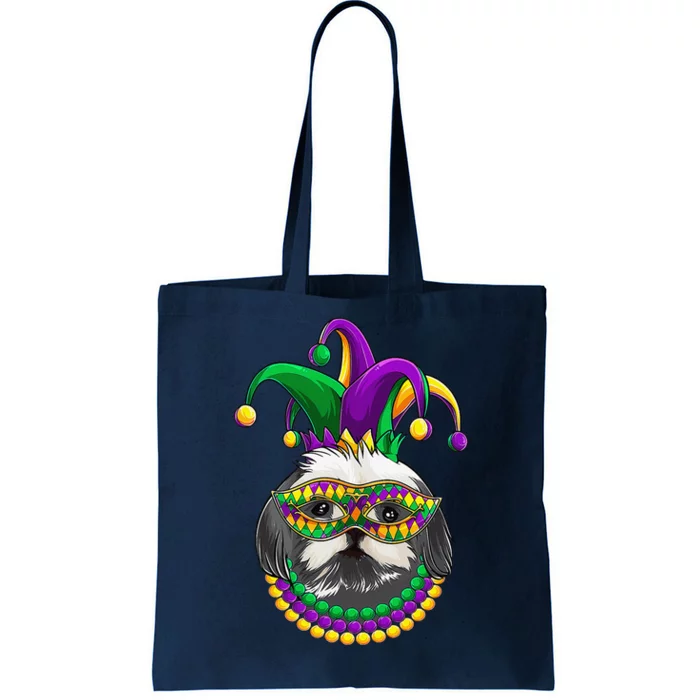 Mardi Gras Dog Apparel Shih Tzu Dog Mom Dad Lovers Tote Bag