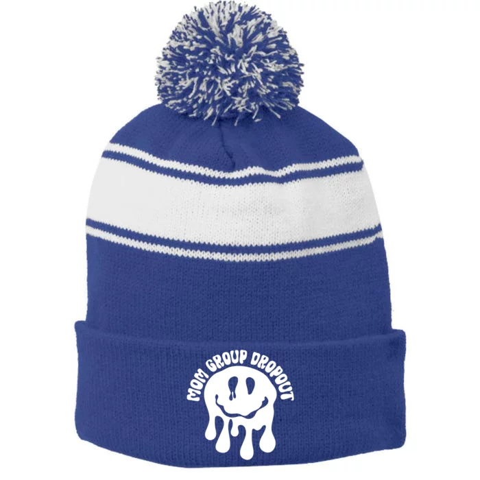 Mom Group Dropout Groovy Mama Sarcastic Trendy Gift Stripe Pom Pom Beanie