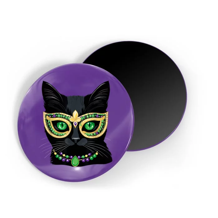 Mardi Gras Design Black Cat Mardi Gras Carnival Cat Lover Magnet