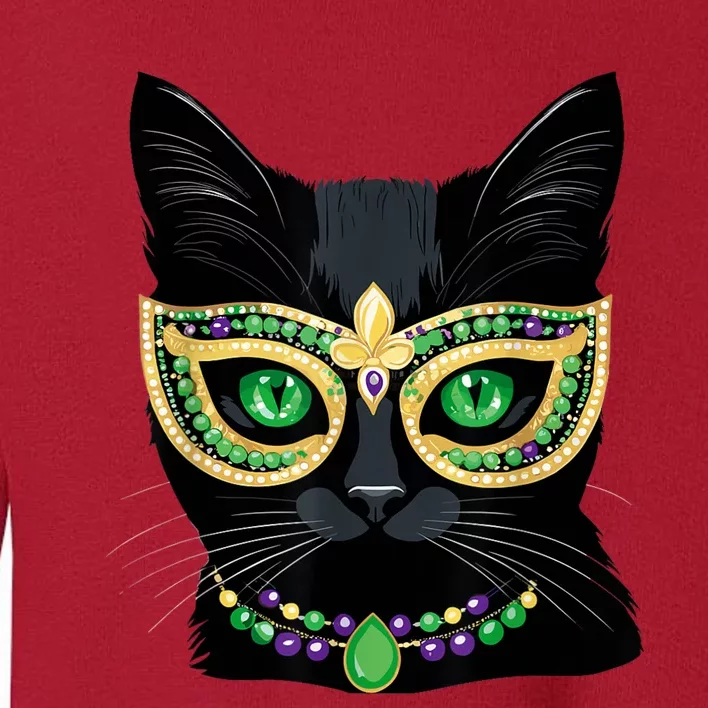 Mardi Gras Design Black Cat Mardi Gras Carnival Cat Lover Toddler Sweatshirt