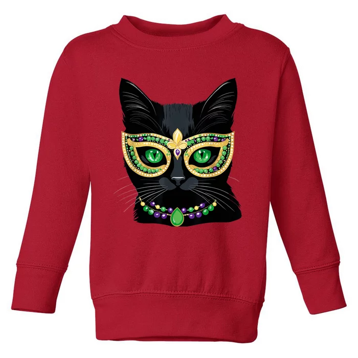 Mardi Gras Design Black Cat Mardi Gras Carnival Cat Lover Toddler Sweatshirt