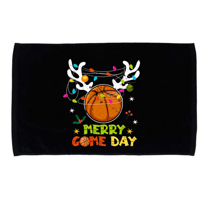 Merry Game Day Christmas Basketball Reindeer Xmas Sport Cool Gift Microfiber Hand Towel